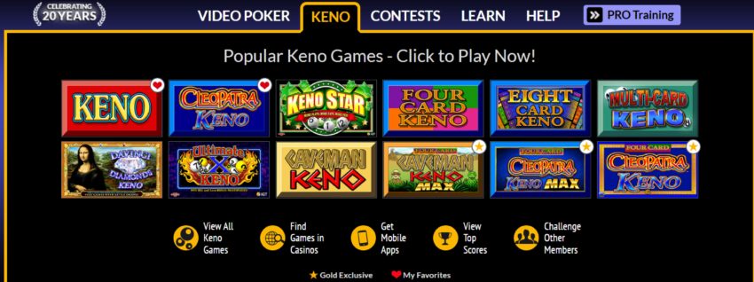 Play Free Video Keno
